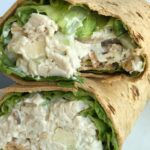 Cashew Chicken Salad Wraps | Chicken Salad | Salad with Chicken | Wraps | Chicken | Cashew chicken salad wraps are the perfect no oven lunch or dinner for hot summer days. Chicken salad made with chunks of rotisserie chicken, cashews, apples, and cucumbers. Serve inside a wrap with some green leaf lettuce or inside rolls or croissants. #easydinnerrecipes #chickensalad #dinner