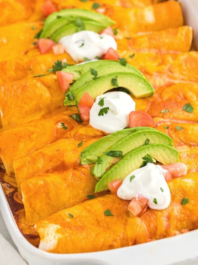 Cheesy Ground Beef & Rice Enchiladas Together as Family