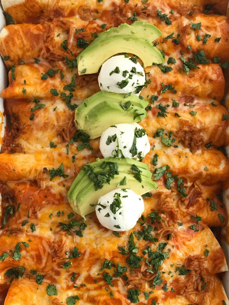(5 Ingredients) Cheesy Beef & Rice Enchiladas | Beef Enchiladas | Dinner Recipe | Cheesy beef and rice enchiladas only need 5 ingredients! So easy for anyone to make. Ground beef, seasonings, enchilada sauce, tortillas, and a packet of Spanish rice is all you need for a delicious, simple, and easy dinner. Top with all your favorite toppings and enjoy. #dinner #easydinnerrecipes #mexicanfood #enchiladas