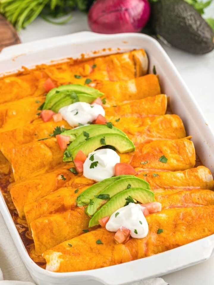 Cheesy Ground Beef & Rice Enchiladas Together as Family