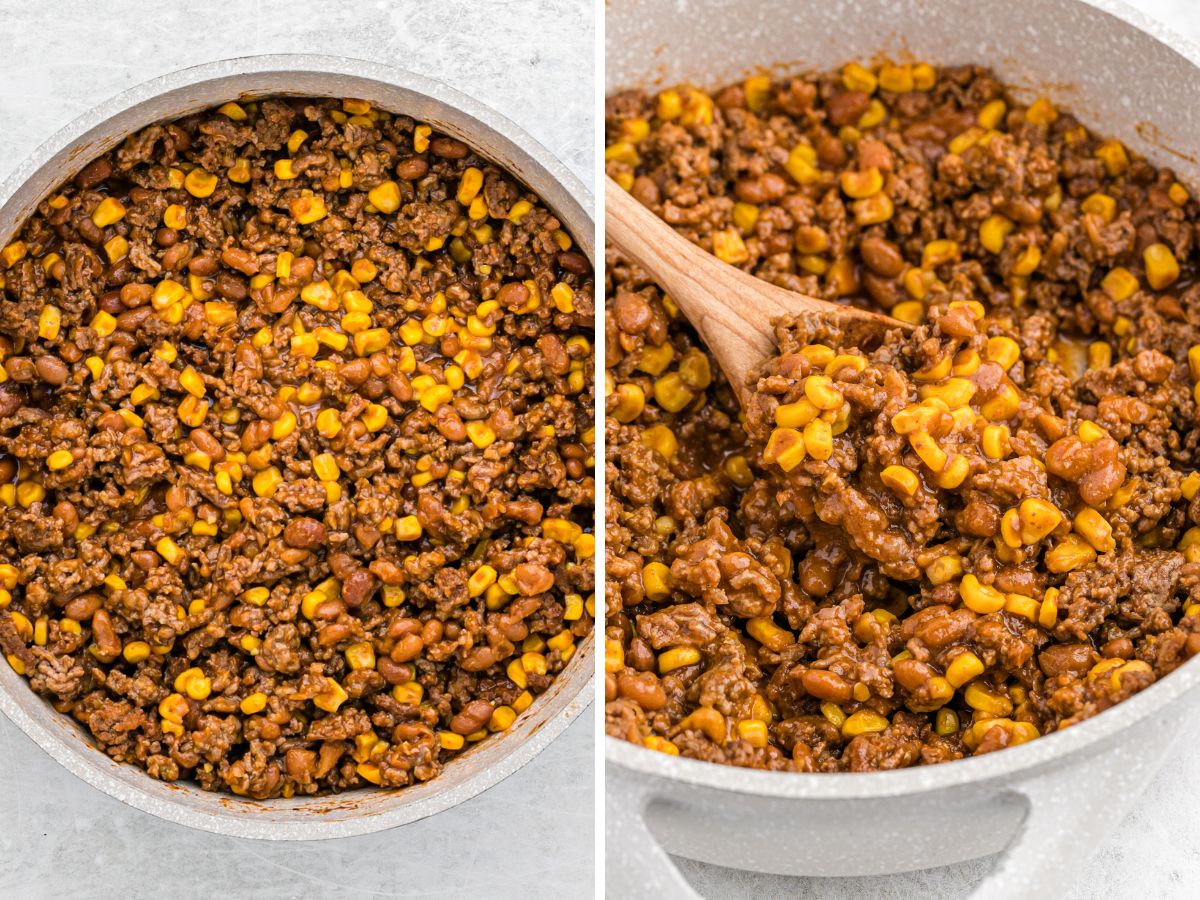 How to make bbq ground beef tacos with easy step by step picture instructions in this two picture collage. 