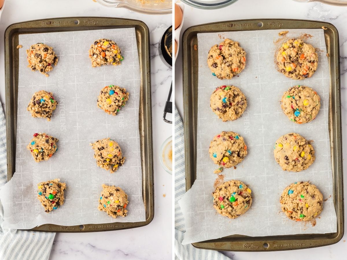 How to make monster cookies with step by step process pictures to show the directions. 