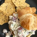 Parmesan Chicken Salad | Chicken Salad Recipe | Chicken | This classic, creamy, and easy to make chicken salad recipe is a go to for hot summer days. Chunks of chicken, cashews, red grapes, parmesan cheese, green onions in an easy homemade buttermilk ranch dressing. Serve with croissant and rolls for an oven-free dinner. #dinner #dinnerrecipes #chicken #chickensalad