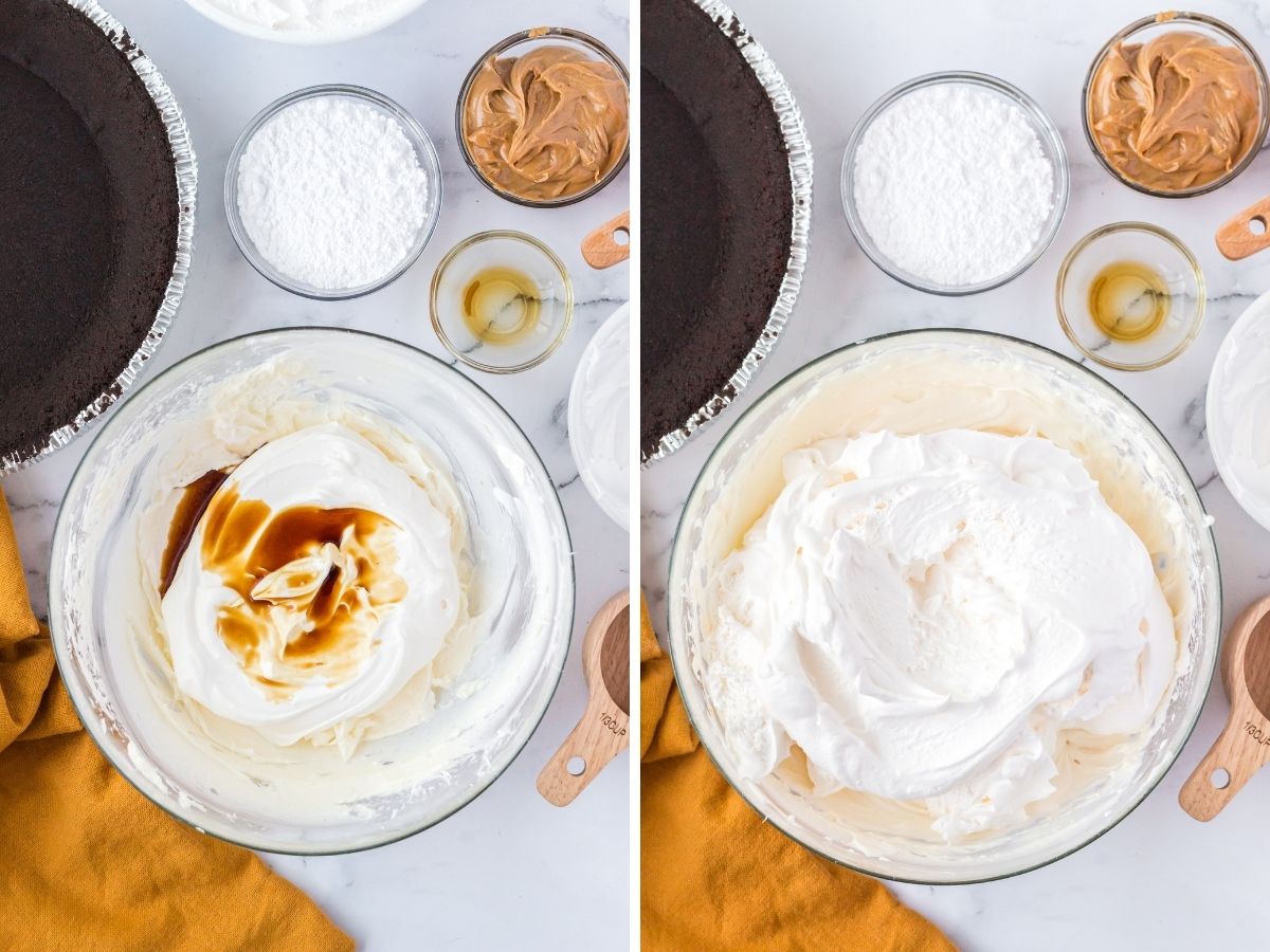 Step 2 and step 3 for how to make this no bake pie recipe. 