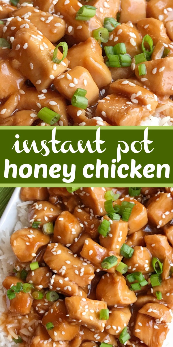 Instant Pot Honey Chicken | Instant Pot Recipes | Pressure Cooker | Chicken Recipe | Honey chicken made in the Instant Pot. Chunks of tender chicken cook in an easy homemade honey sesame sauce in the Instant Pot. Cooks for only 4 minutes! Serve over rice, and garnish with green onions for an easy and delicious dinner. #dinner #dinnerrecipes #chickenrecipe