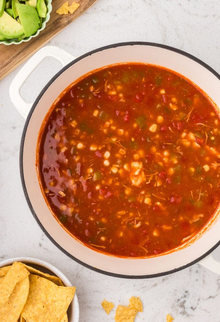 Pot of chicken chili