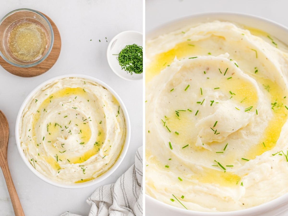 How to make cream cheese mashed potatoes with step by step photos showing the directions needed.
