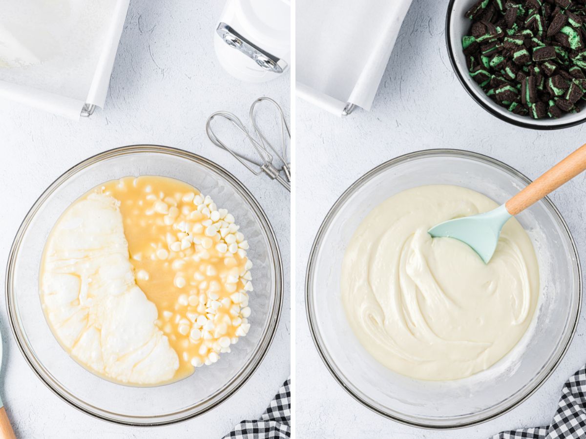 How to make mint oreo fudge with step by step process photos. 