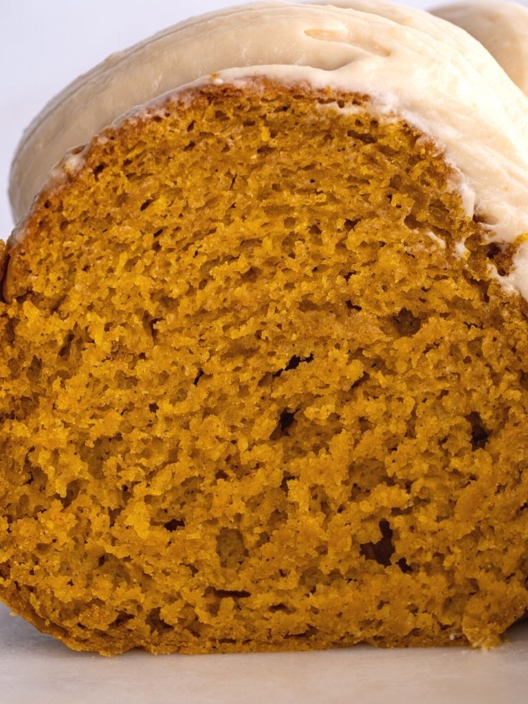 Close up shot of pumpkin bundt cake
