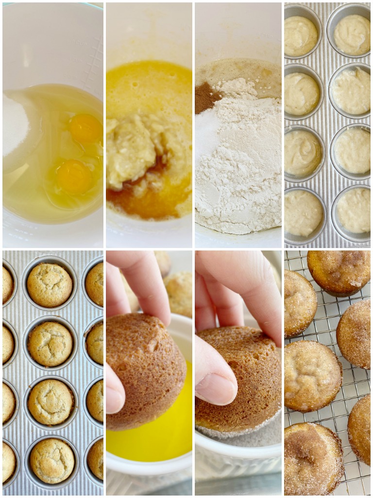 Banana Muffins are soft, bake up perfectly round, and topped with cinnamon & sugar. One bowl is all you need to make the best banana bread muffins. No mixer needed!