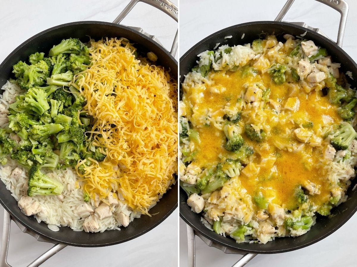 More pictures for how to make cheesy chicken broccoli rice