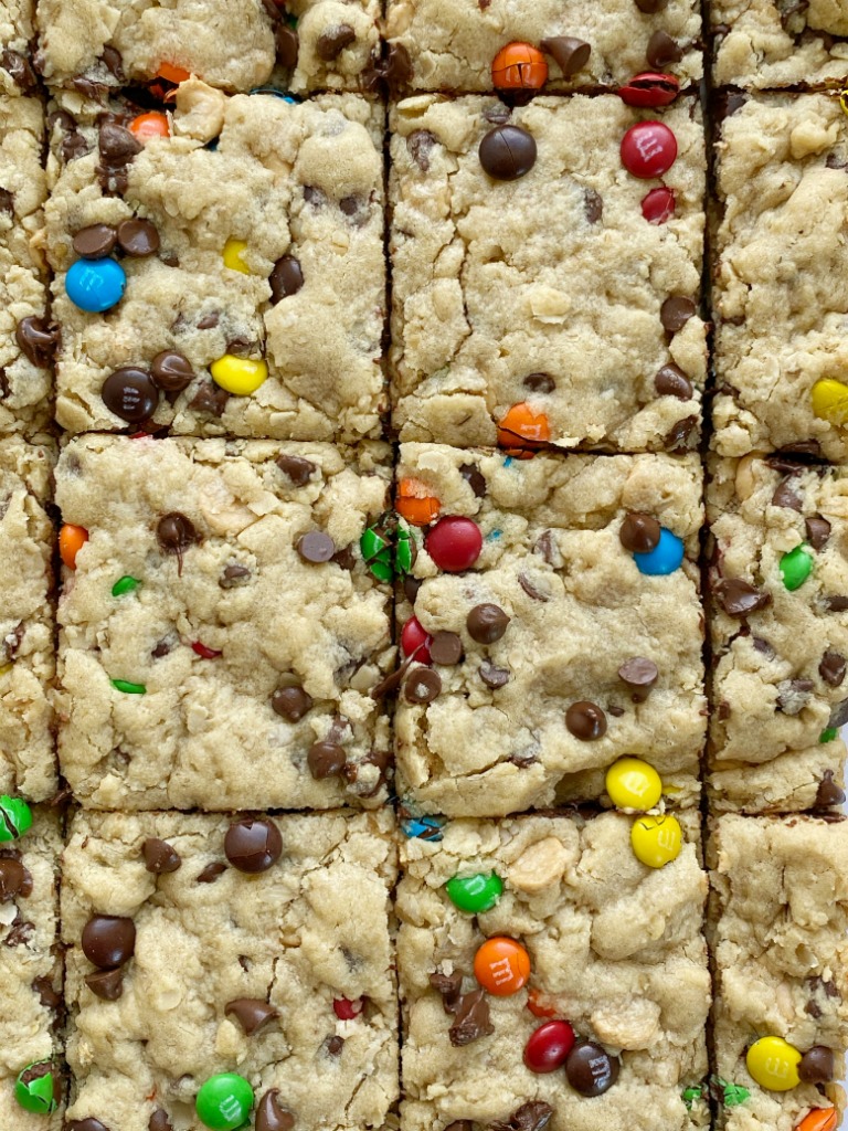 NO-BAKE M&M PEANUT BUTTER BARS - Butter with a Side of Bread