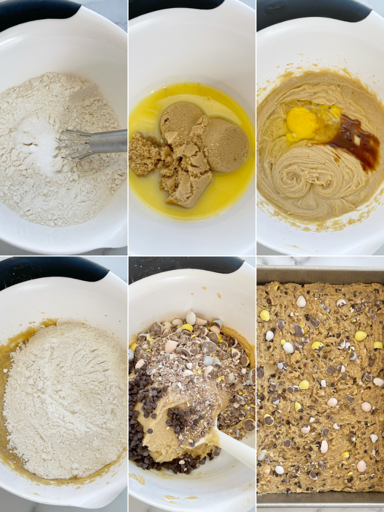 How to make Cadbury mini egg blondies with step-by-step picture instructions.