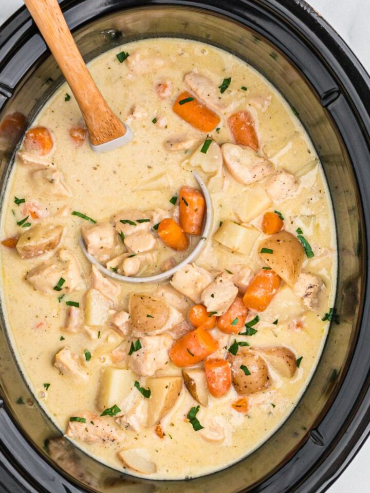 Crock Pot Creamy Chicken Stew Together as Family