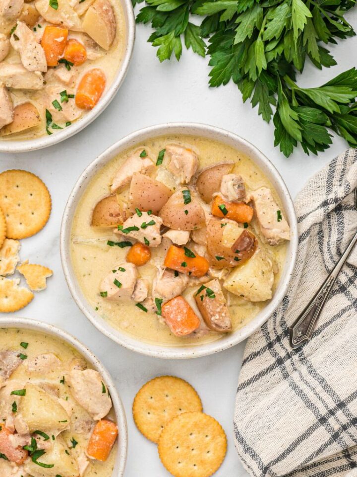 Crock Pot Creamy Chicken Stew Together as Family