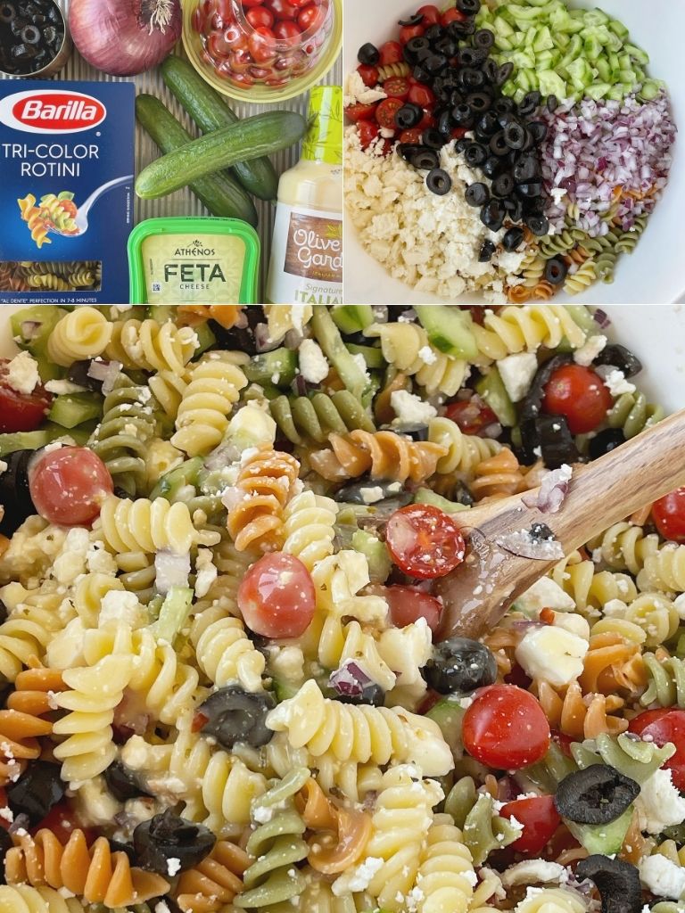 How to make easy Italian pasta salad recipe with step-by-step picture instructions.