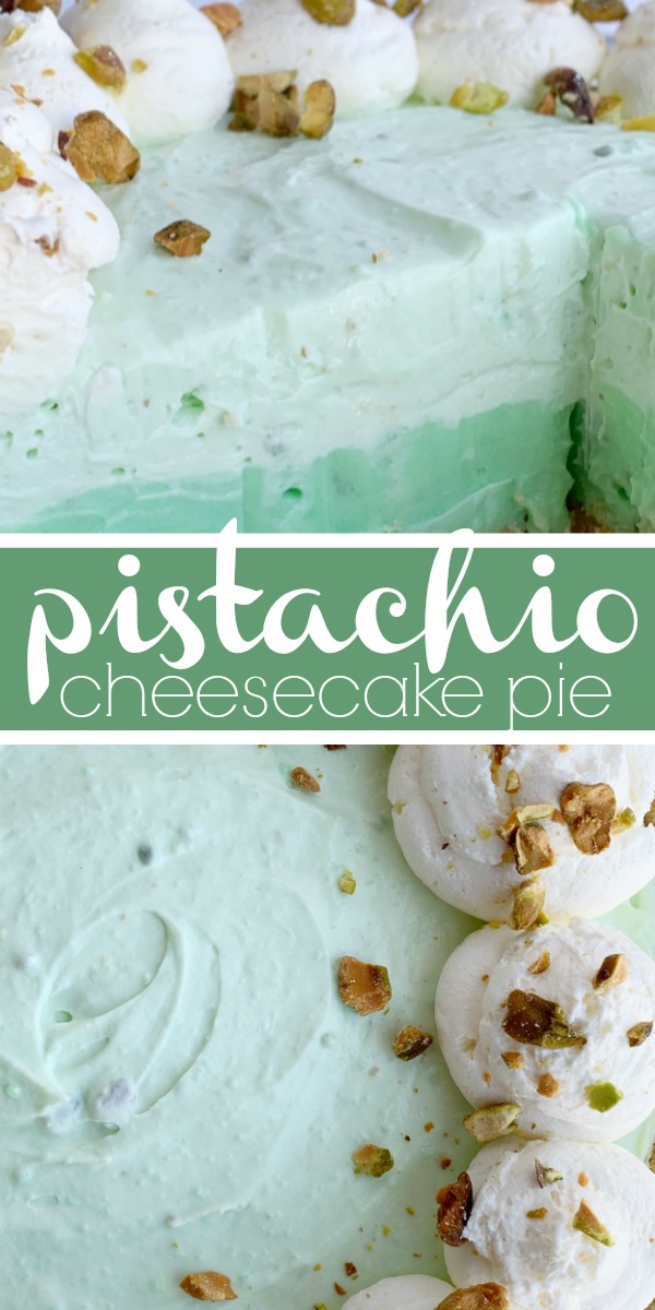 No Bake Pistachio Cheesecake Pie | Pistachio Cheesecake | No Bake Pie Recipe | No Bake Desserts | Pistachio Cheesecake Pie is no bake and so simple to make! Graham cracker crust with three layers of creamy, fluffy pistachio pudding filling. #nobakerecipes #nobake #nobakedesserts #pie #pistachio #easydessertrecipes #recipeoftheday #summerrecipes #holidayrecipes