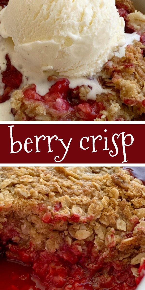 Berry Crisp | Crisp Recipe | Berry Crisp with juicy raspberries and blackberries and a mile high crisp topping! Healthy layer of fresh berries and sweet crumble topping. Serve with a scoop of vanilla ice cream for a delicious summer dessert with ripe berries. #dessert #dessertrecipe #crisp #berrycrisp #recipeoftheday