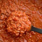 Easy Weeknight Spaghetti Sauce | Easy Spaghetti Sauce | Easy Dinner Recipe | Easy Spaghetti Sauce is semi-homemade and perfect for those busy weeknight dinners. Ground beef and smoked sausage give so much flavor to this spaghetti sauce, jars of marinara, salsa, and some spices give maximum flavor with very little effort in this easy dinner recipe. #dinner #dinnerrecipes #recipeoftheday #spaghetti #pasta