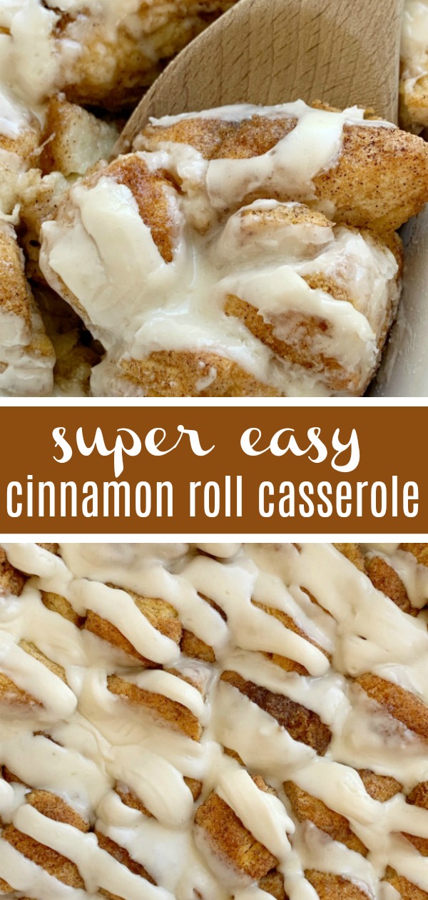Cinnamon Roll Casserole is so easy and simple to make! Biscuits covered in cinnamon, sugar, and butter. Little cinnamon roll bites in an easy to make breakfast casserole. 