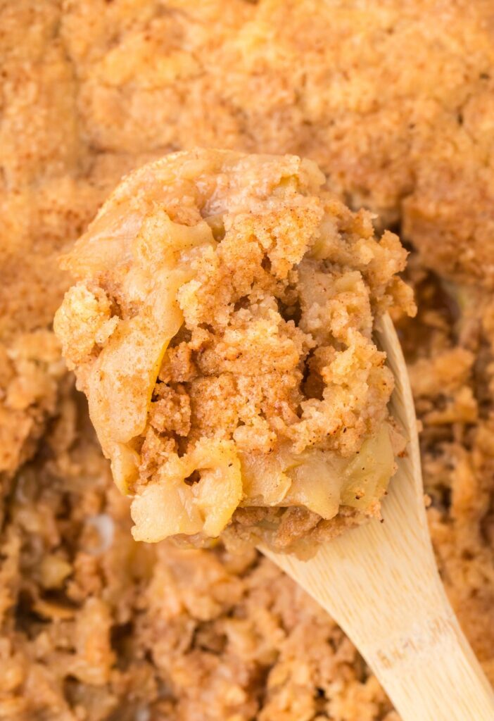 here shot of the apple cobbler