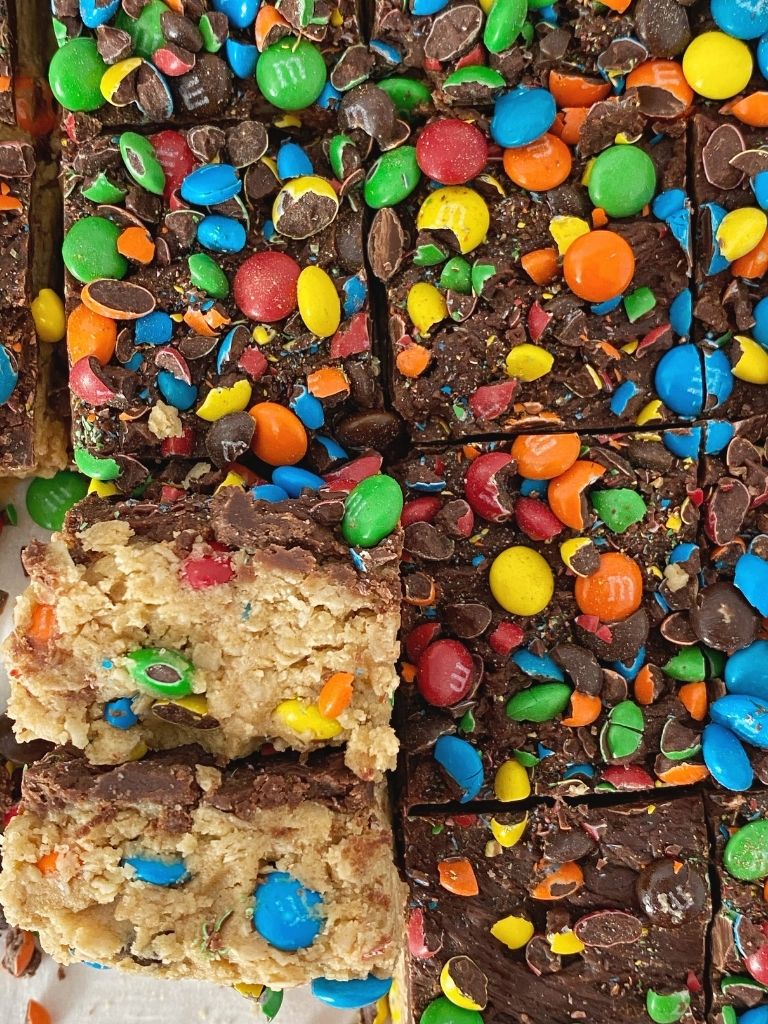 No Bake Monster Cookie Dough Bars