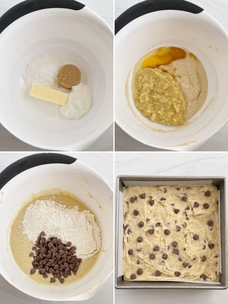How to make banana bars with step by step picture instructions.