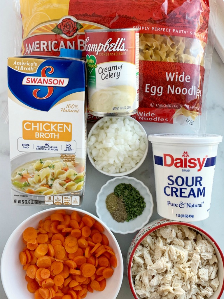 Creamy Chicken Noodle Soup is a creamy version of the classic comfort food chicken noodle soup. Chicken, carrots, onion, egg noodles in a creamy and flavorful seasoned chicken broth base. 