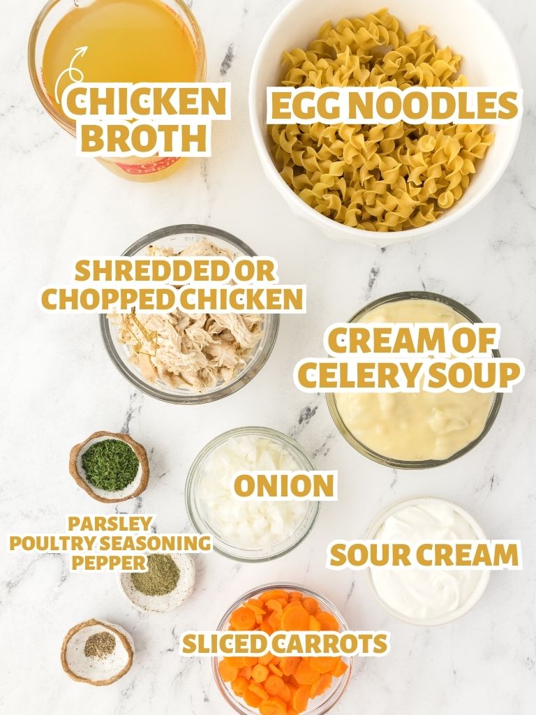 Labeled ingredients for this soup recipe. 