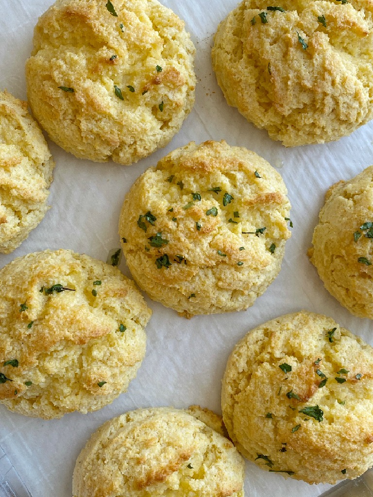 Cornbread Biscuits are easy drop biscuits that can be made in just minutes. Butter and sour cream make these cornbread biscuits so moist and buttery.