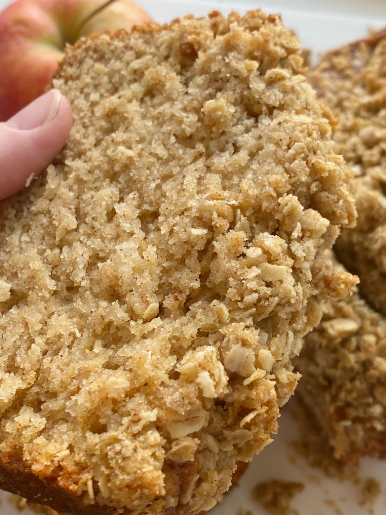 Applesauce Bread is an easy quick bread recipe which means no yeast needed! Bakes up perfectly moist with a sweet oatmeal streusel topping.