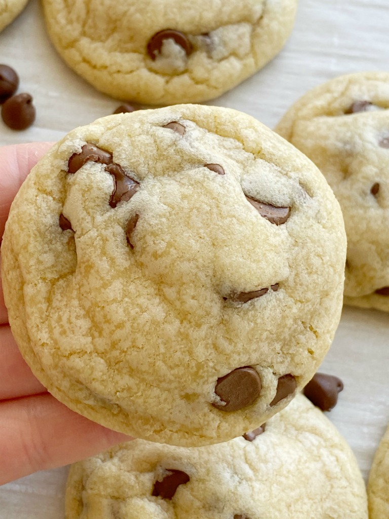 The best Chocolate Chip Cookie Recipe! No chilling required and only one bowl. Ultra thick and super soft recipe for a classic chocolate chip cookie.