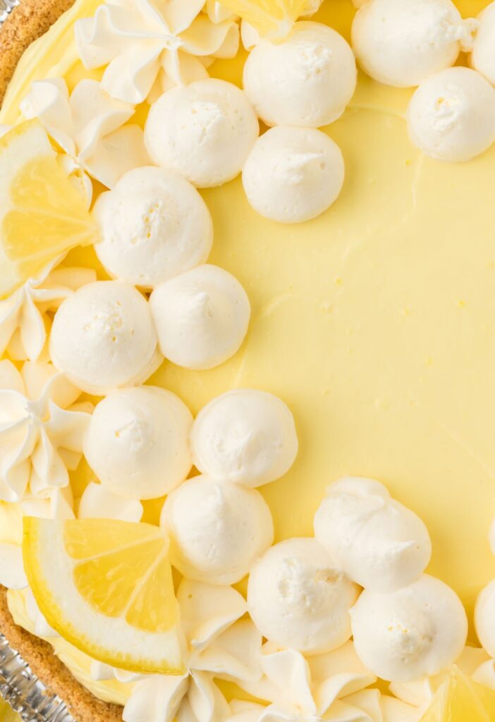 Close up of the lemon cheesecake pie