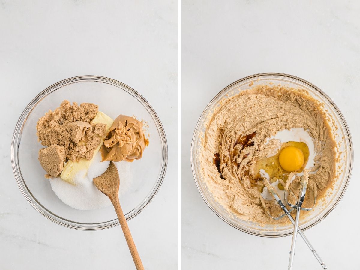 Step by step picture instructions for how to make this cookie cup recipe with peanut butter and chocolate.