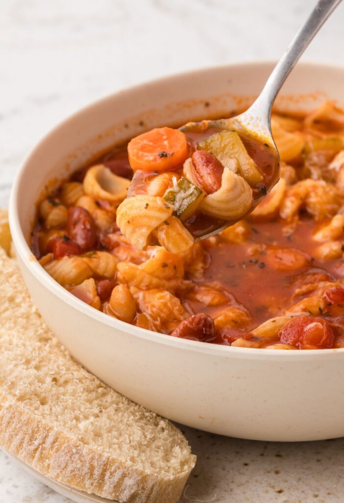 hero shot of minestrone soup