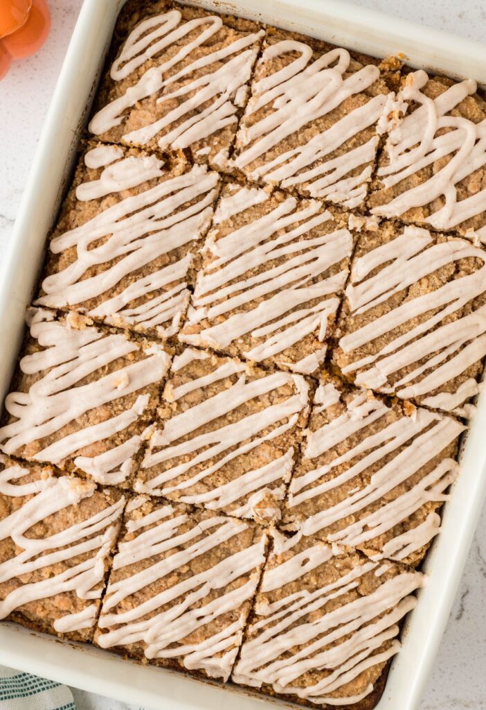 Overhead pic of the cake with a glaze on top