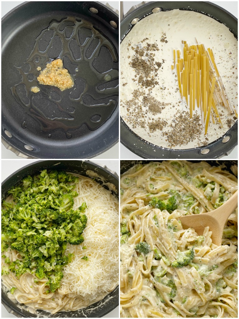 How to make one pot fettuccine alfredo in just 30 minutes. With step-by-step picture instructions.