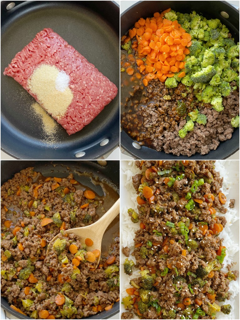 How to make ground beef teriyaki with step-by-step photo instructions.