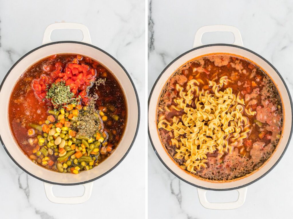 Vegetable Beef Noodle Soup Together as Family