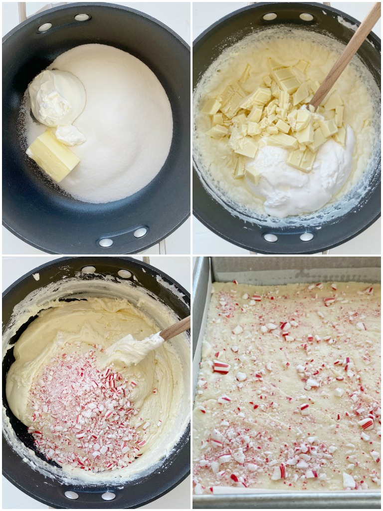 White Chocolate Peppermint Fudge with step-by-step pictures of how to make it. 