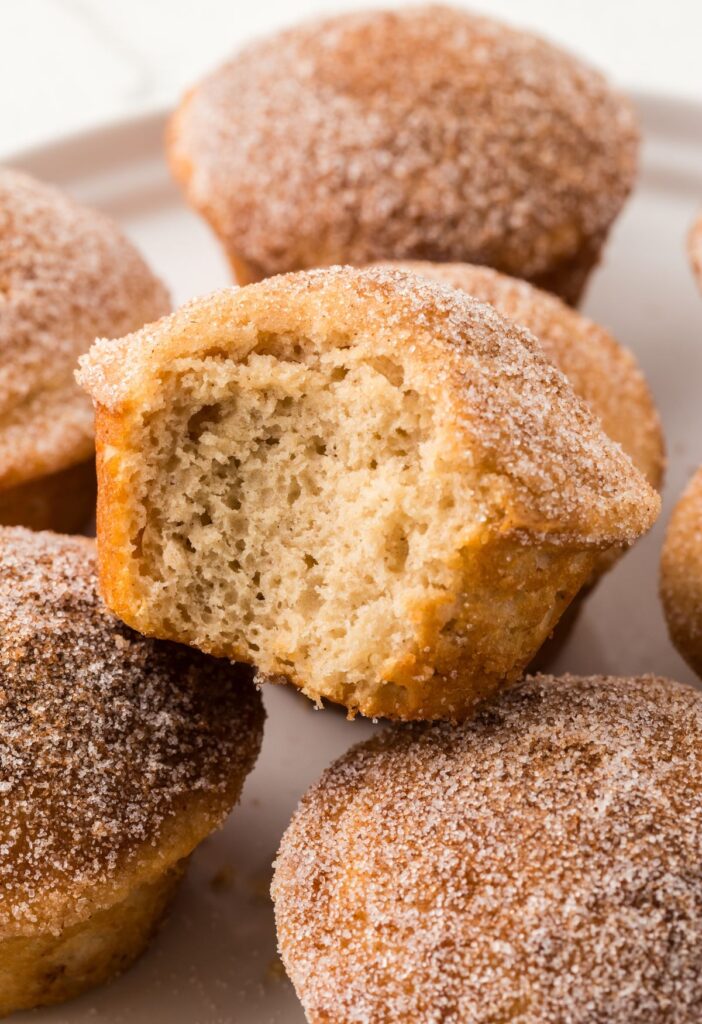 One muffin with a bite taken out of the front