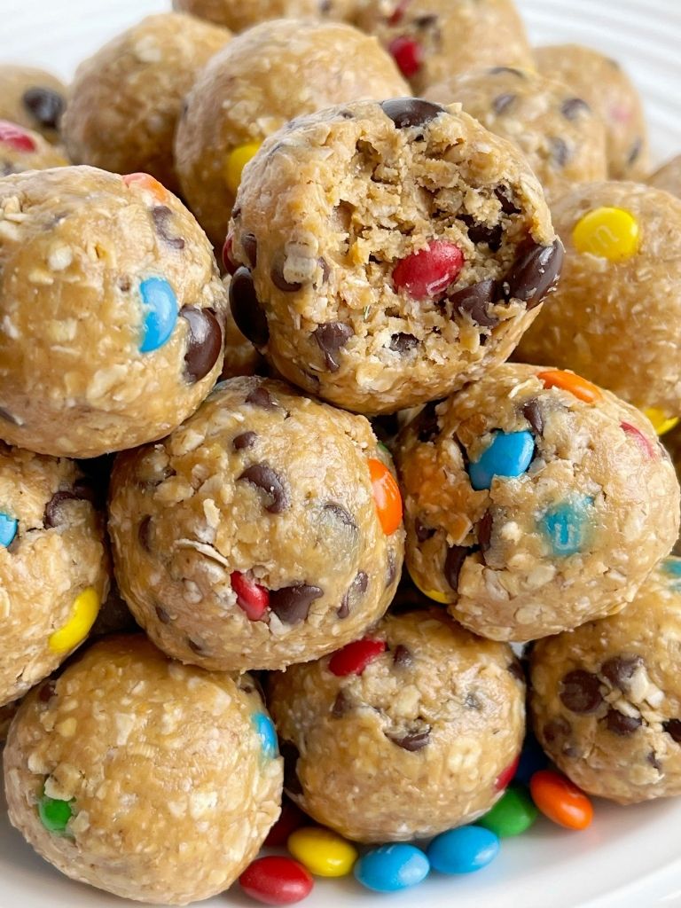 Monster cookie energy balls recipe made with only 6 ingredients.