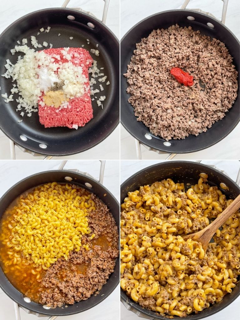 How to make a recipe for homemade hamburger helper with easy to follow pictures with step by step instructions. 