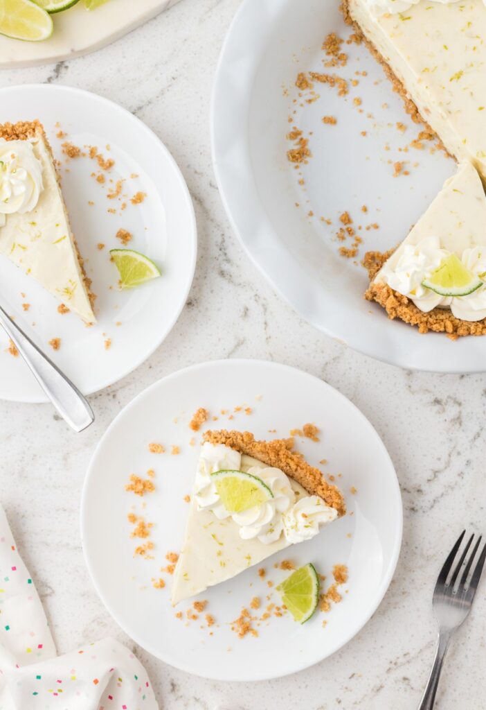 key lime and a serving of it on a plate.