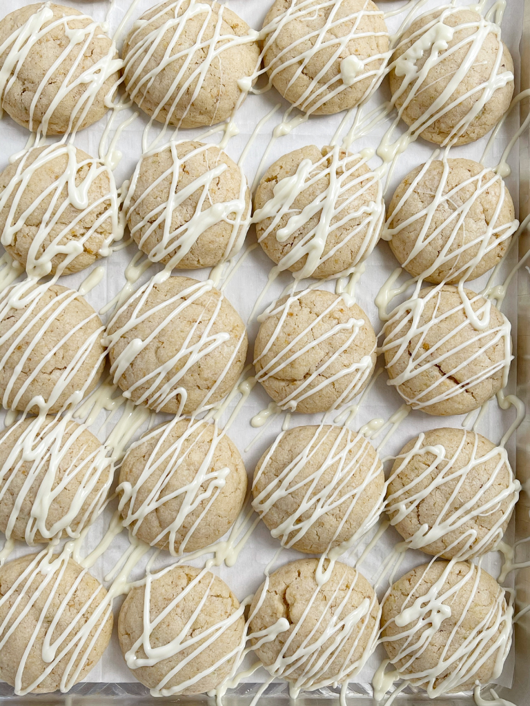 A tray of glazed key lime pie cookies.