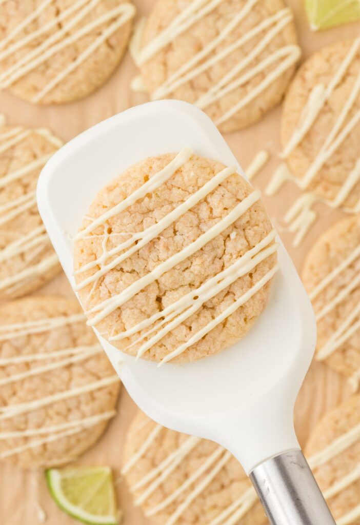 hero image of the key lime pie cookie on a cookie spatula.