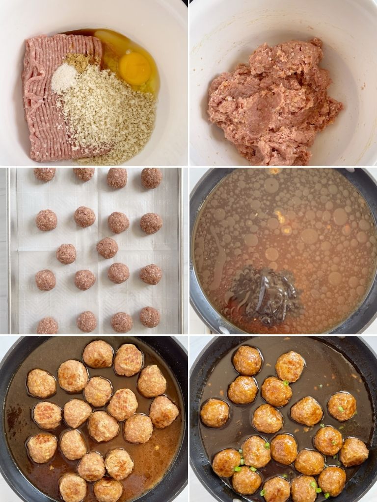 How to make turkey meatballs with 6 pictures in a picture collage. 