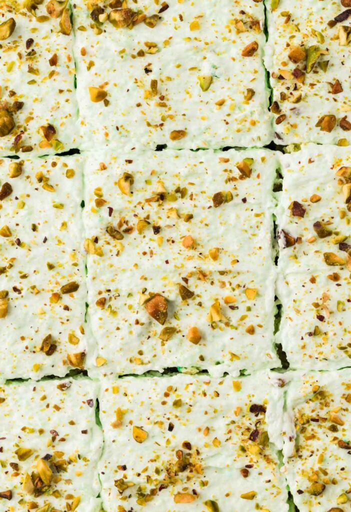 Close up of the pineapple pistachio cake