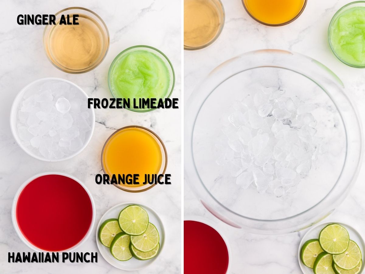 How to make party punch with ingredients shown in one picture. 