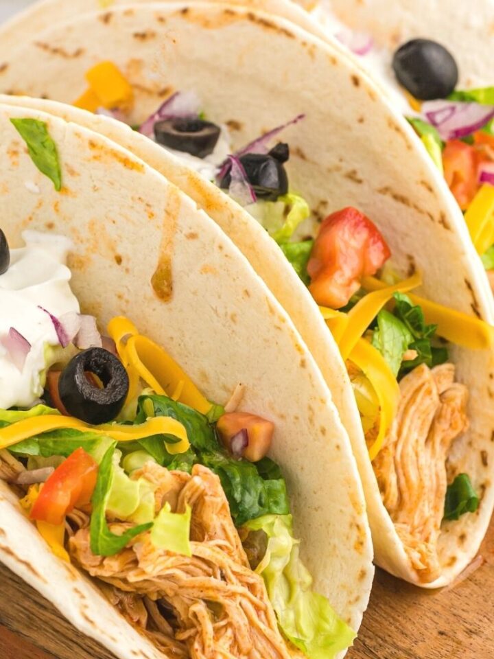Crockpot Shredded Chicken Tacos Together as Family
